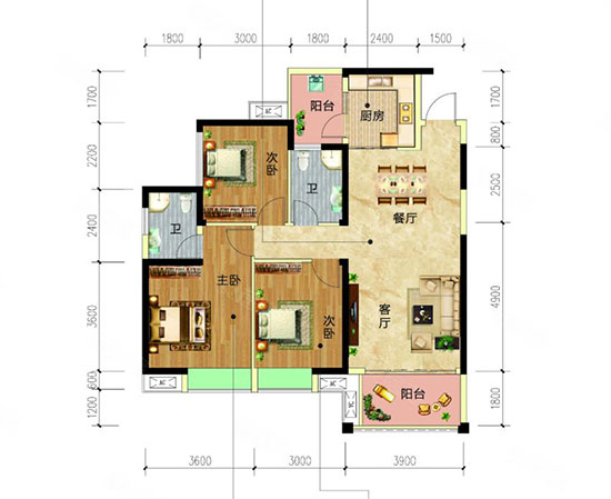 汨罗港鑫龙城18A户型
