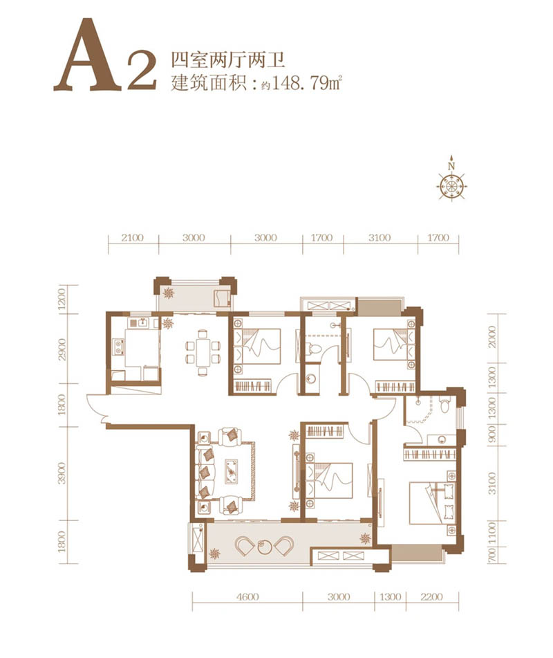 岳阳县荣湖城A2户型