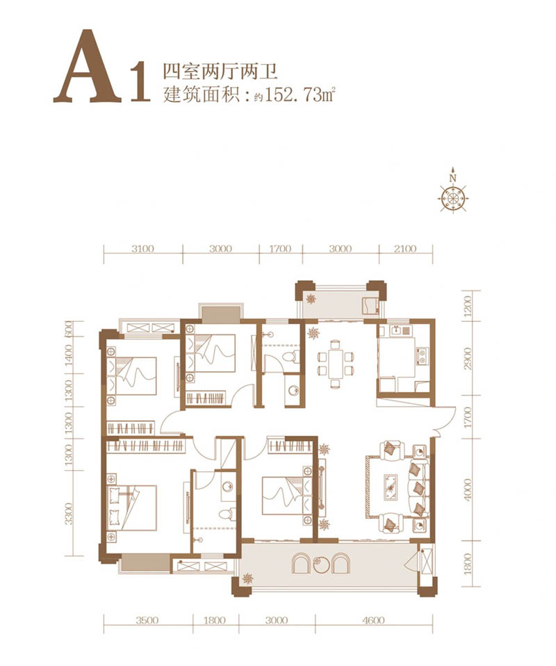 岳阳县荣湖城A1户型