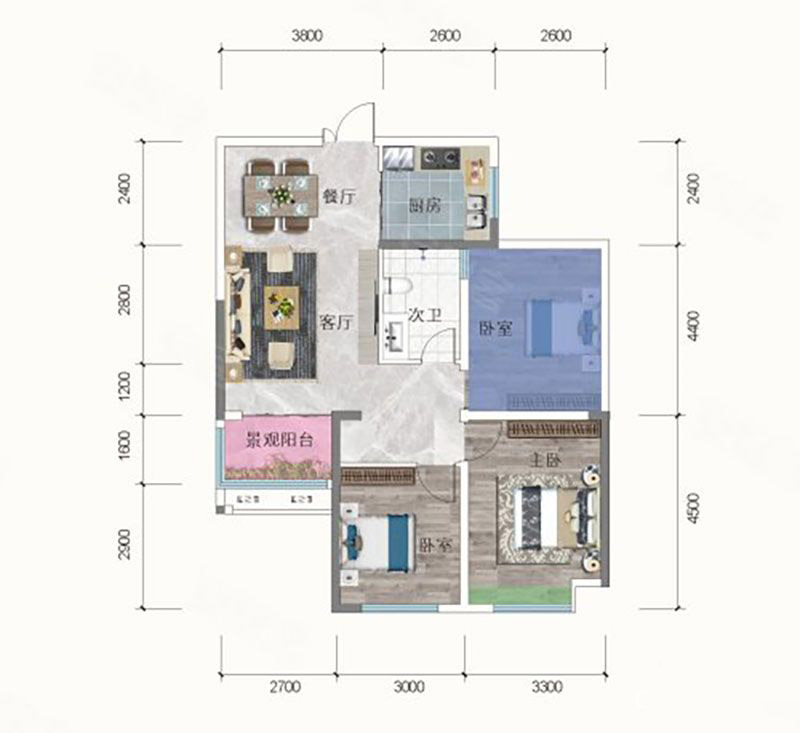 岳阳新天地半岛公园81㎡户型