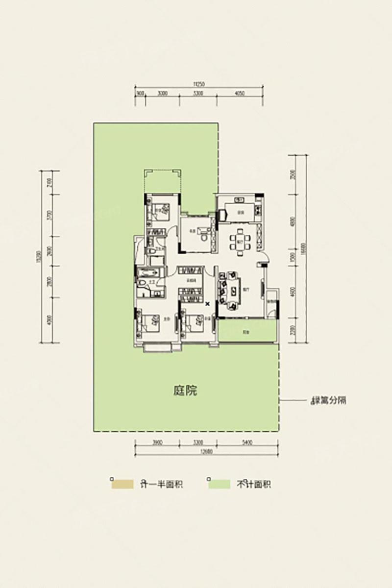 岳阳奥园誉湖湾誉园户型（1层边户）