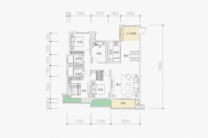 岳阳奥园誉湖湾E户型