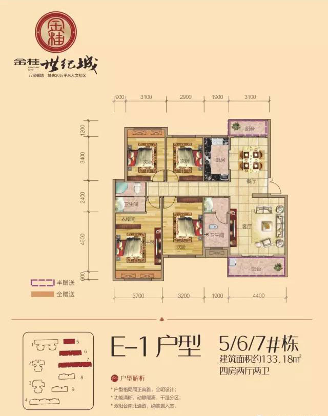桂阳金桂世纪城E-1户型