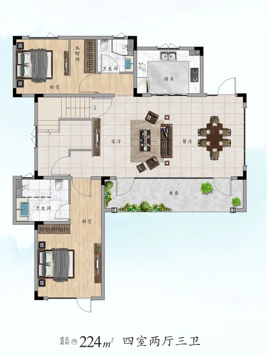 株洲绿城云栖桃源建面约224㎡户型